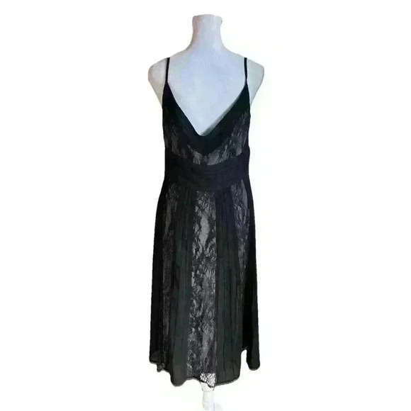 LOFT Illusion Lace Slip Dress Size 8 Black LOFT - Picture 3 of 10